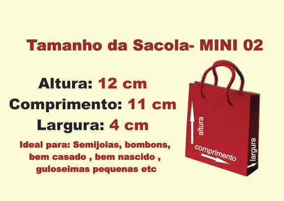 Sacolinha Estampada Póa -mini 02- 12x11x4 cm- 10 unidades - alça de cordão - foto 2